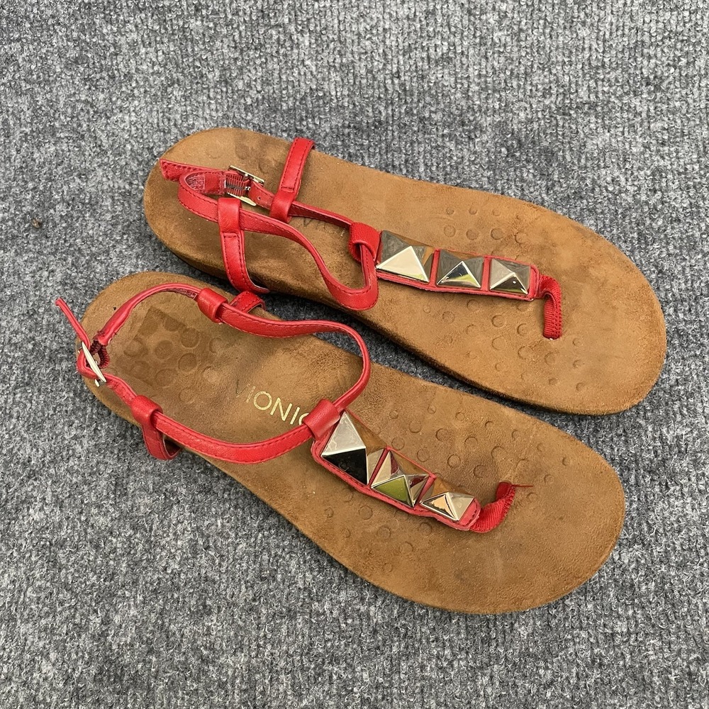 Vionic Nala Orthotic T-Strap Thong Sandals Womens  Size 9 Red